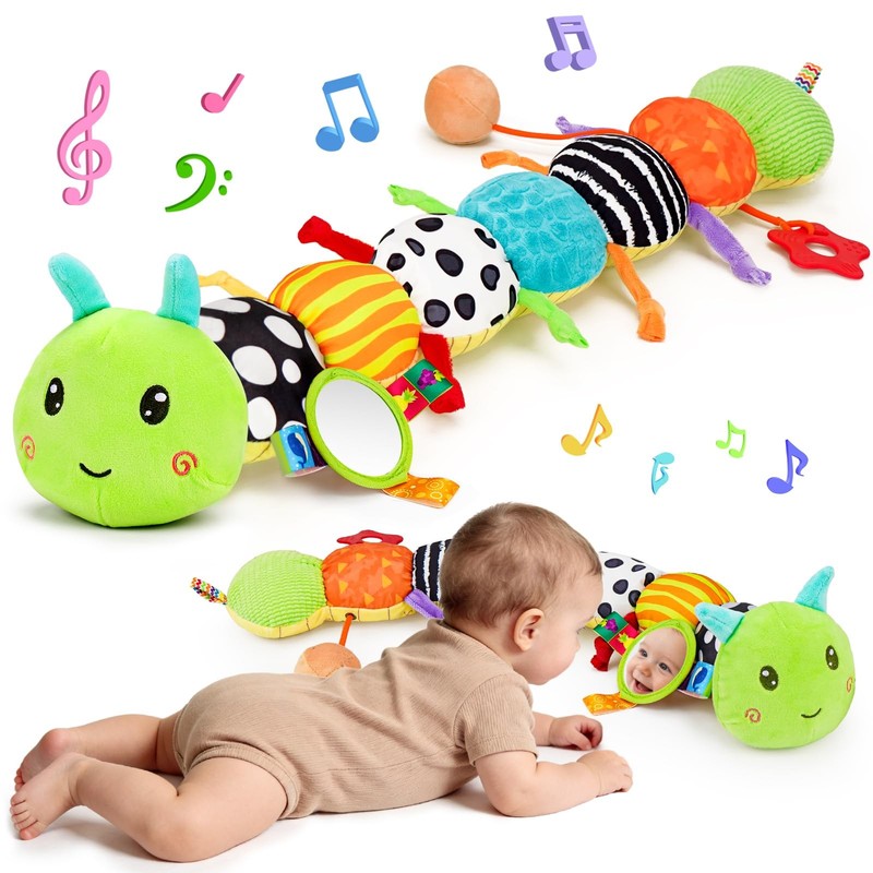 Topsochir Baby Sensory Toys 0-6 Months Music Animal Stuffed Medium, Green