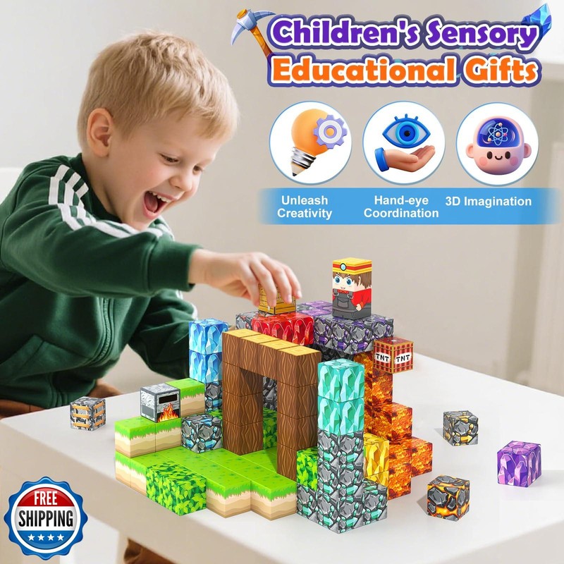 Gooidea Magnetic Blocks -150 Magnetic Building Blocks STEM Toy, S gallery