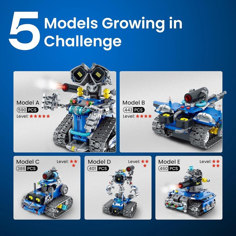 STEM Robot Building Kit with Remote Control Gifts for Boys Ages 8-14, Buildable gallery