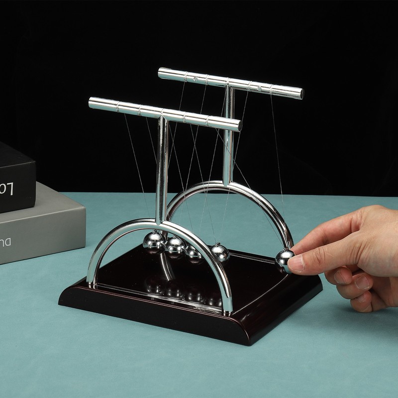 2 Pack Newtons Cradle, Newton's Cradle Pendulum 5 Balance Balls, T-shaped, S gallery