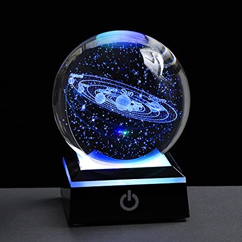 3d Solar System Model Crystal Ball 80mm 3.15inch – Solar system with Black base