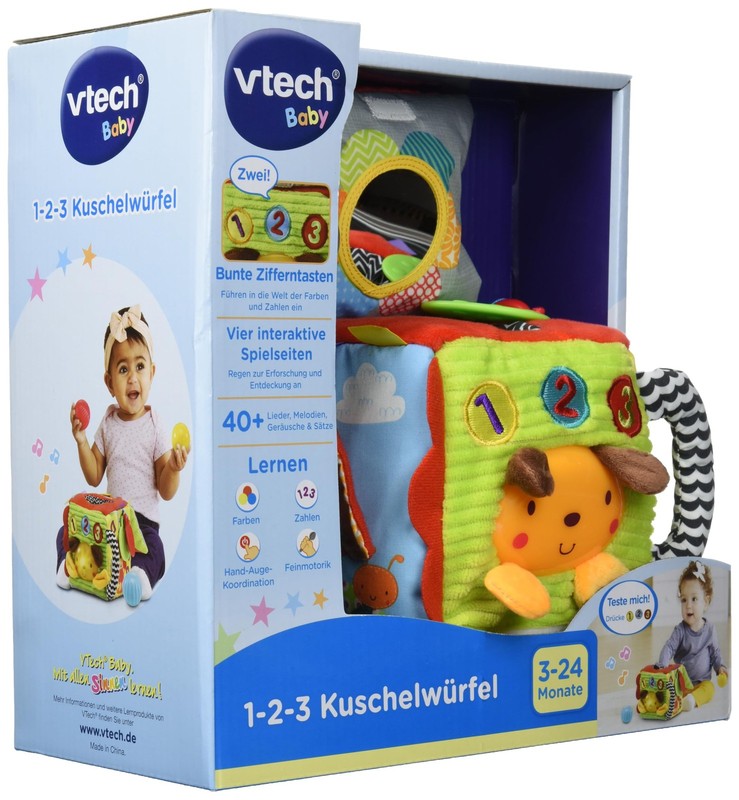 Vtech 80-528204 1-2-3 Cuddle Cubes Baby Toy, Multi-Coloured