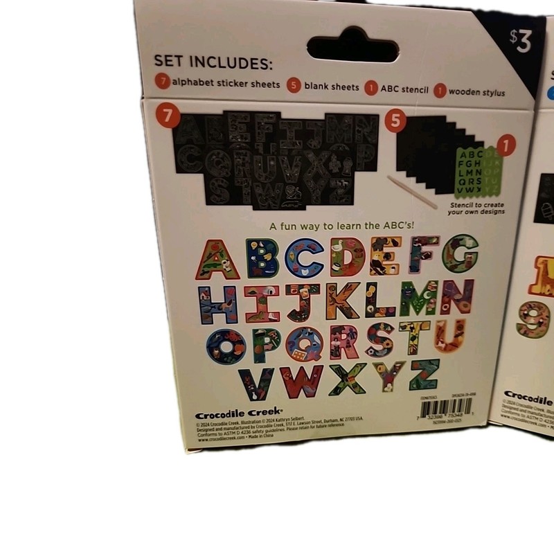 Set of 2 Crocodile Creek ABC Scratch Art Stickers + 123 Scratch Art Stickers 3+ gallery