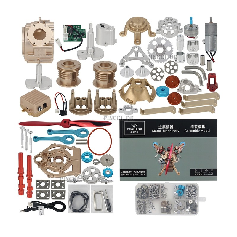 DM114 V2 Engine Model Car Metal Model Engine Kit Unassembled Toy Collection