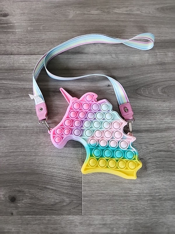 Cat & Jack Unicorn Fidget Purse Pop It Shoulder Bag Ombre Rainbow gallery