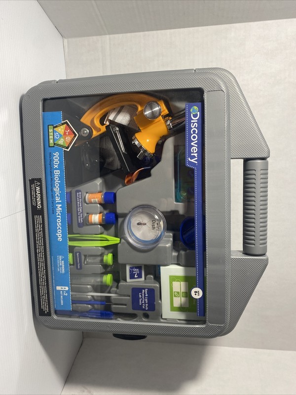 Discovery Kids 900x Biological Microscope Lab Kit 45+ Piece Set w/ Carrying Case