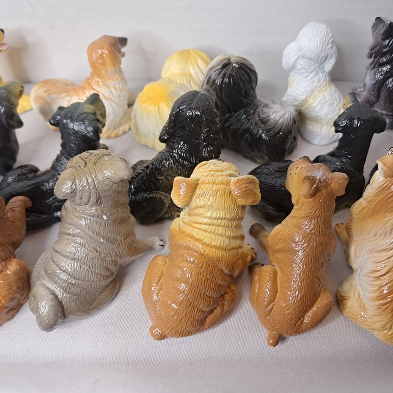 Lot Of 18 Vintage New Ray Dog Figures Mixed Canine Dog Breeds PVC Toys 1980s gallery