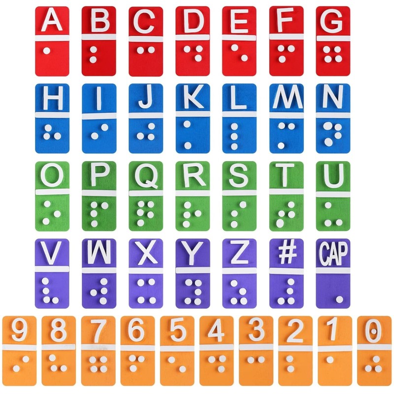 Multicolor Braille Alphabet and Number Tiles Set