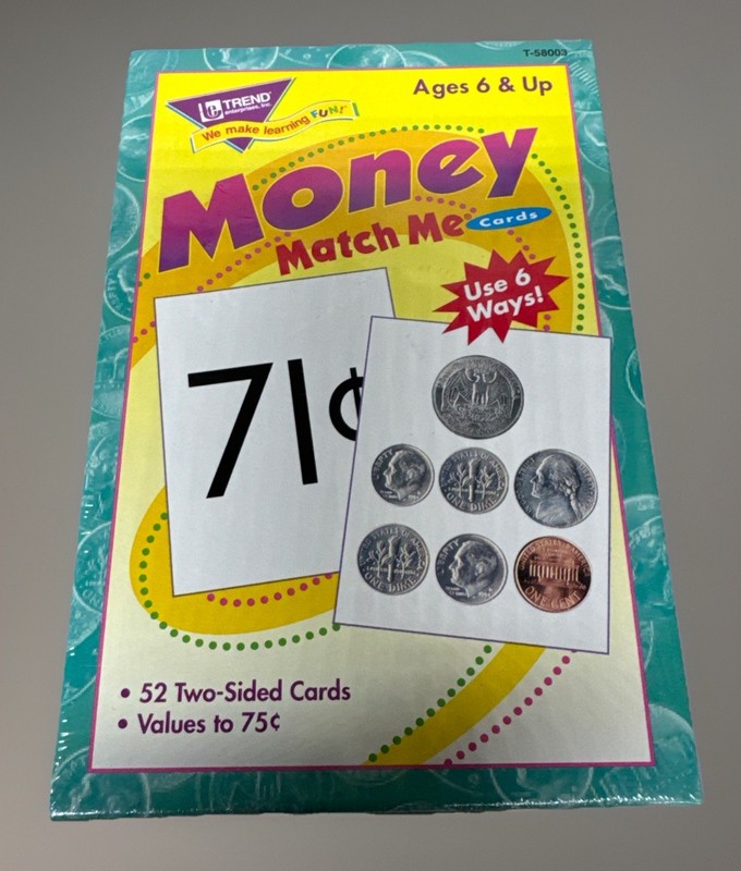 Money Match Me Cards Educational Cards by Trend -New & Sealed Ages 6 And Up U4