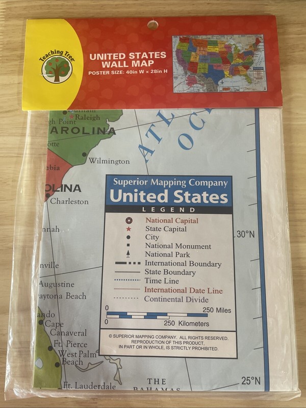 Teaching Tree United States Wall Maps 40×28 – NEW/SEALED