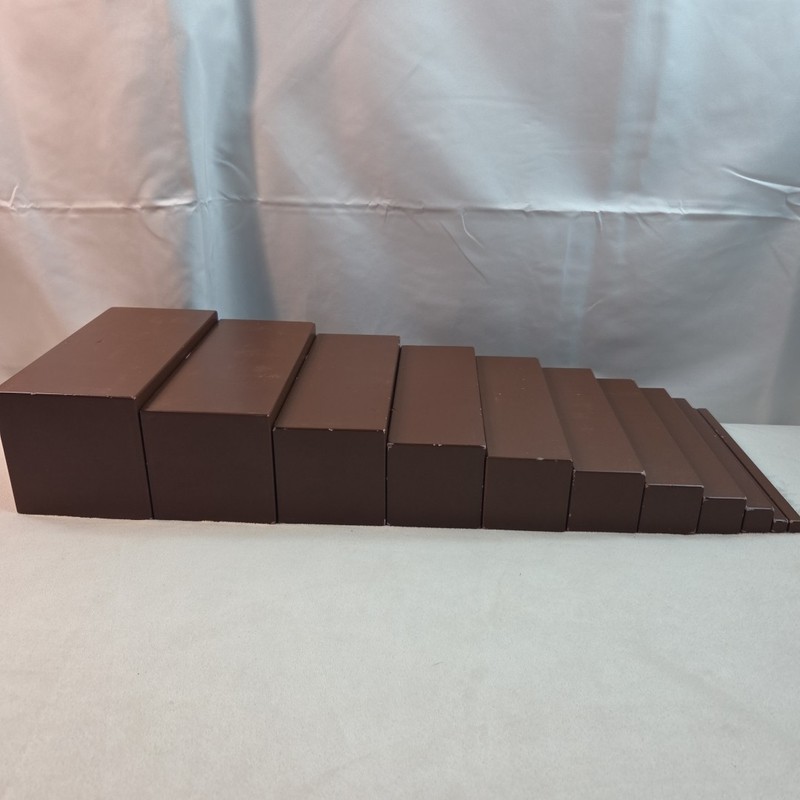 Montessori Broad Stairs 3D Solid Wooden Toys Math Games Homeschool 11 Pieces