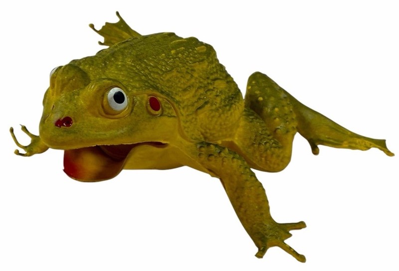 Vintage Imperial Rubber Toad Frog Bath Toy Green Yellow Squeeze Squirt Toy