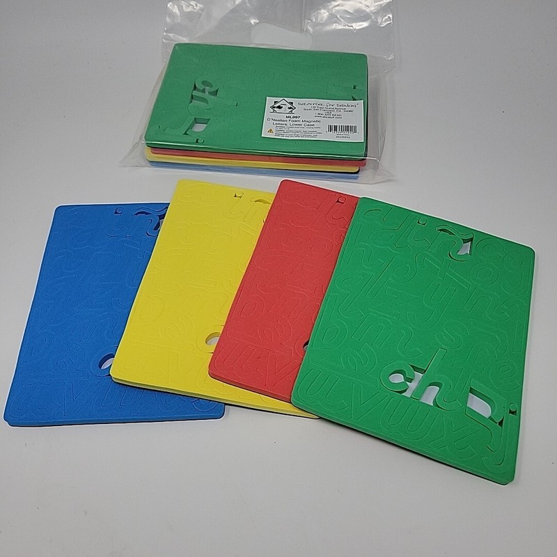 Magnetic Foam Letters, Lowercase Red, Blue Green, Yellow Letters D’Nealian