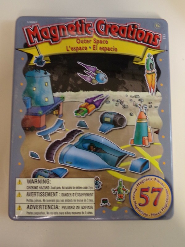 MAGNETIC CREATIONS OUTER SPACE PLAYSET 57 Pieces – NEW, STILL SEALED METAL BOX