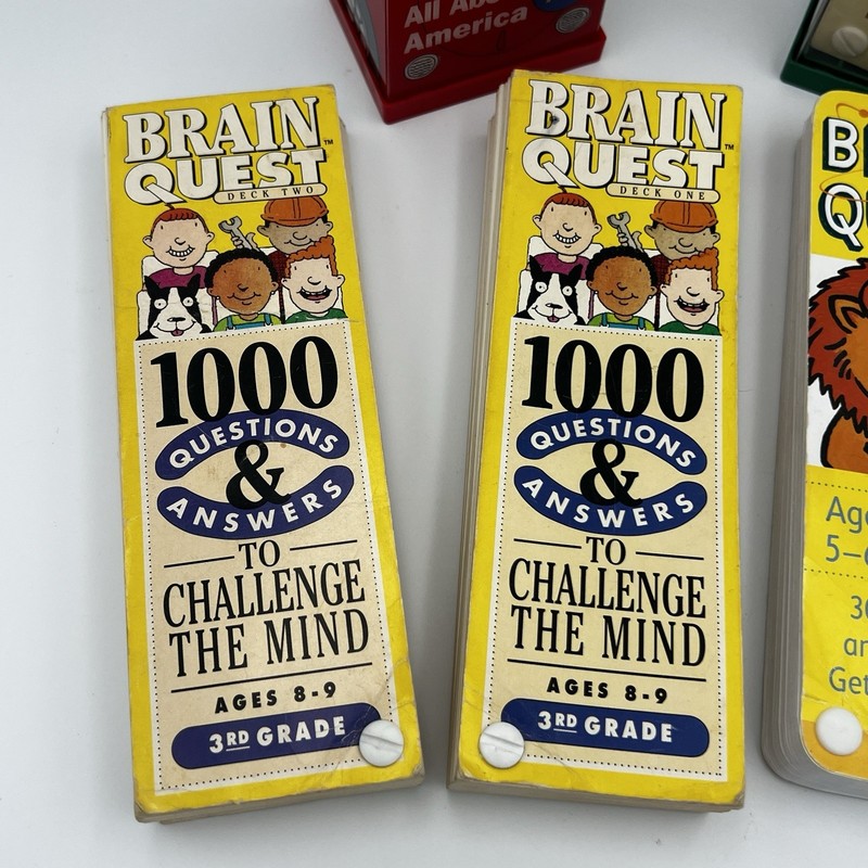 Lot of 8 Brain Quest Card Decks 2012 & 1990s - Ages 5 & Up Kinder - 6th grade gallery