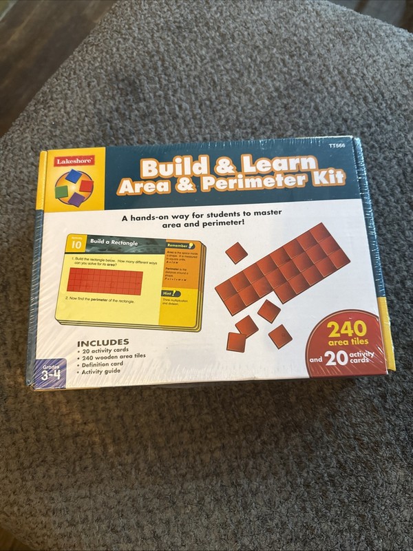 Build And Learn Area And Perimeter Kit Math & Geometry Lakeshore Grades 3-4 NEW