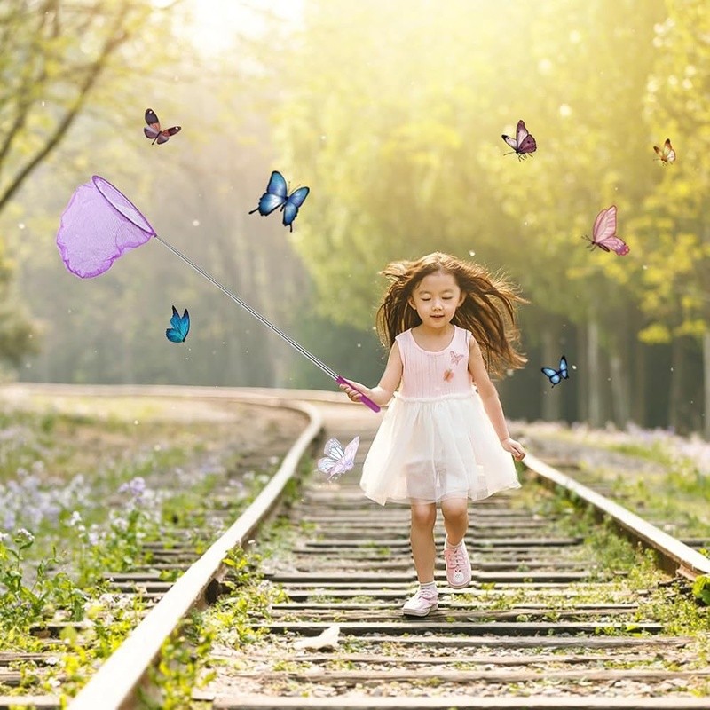 Telescopic Butterfly Net Kit W/ Pop Up Mesh Cage & Tweezers Outdoor Exploration gallery