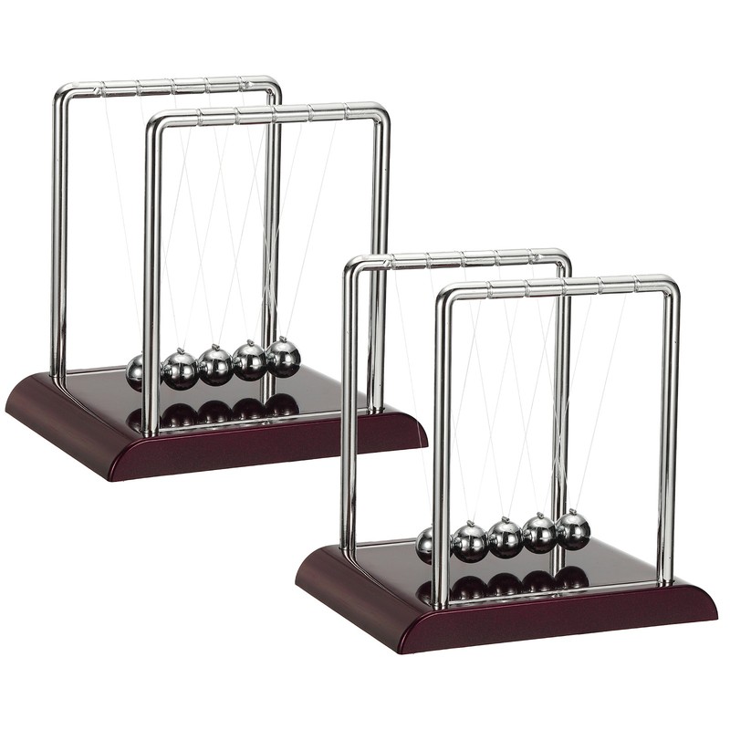 2 Pack Newtons Cradle, Newton’s Cradle Pendulum 5 Balance Balls, Red, l