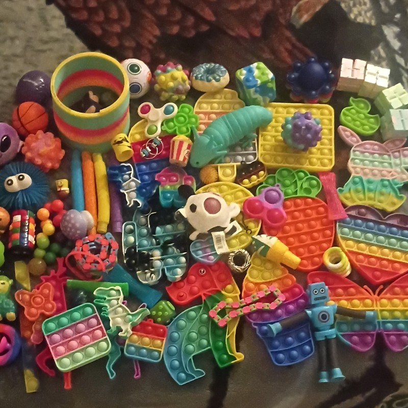 Assorted Tactile Sensory Toys, Fidget Items & Pop-Its, Multicolor