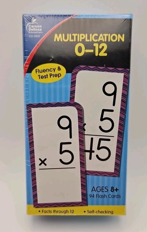 Carson Dellosa Education 8+ Multiplication Cards 0-12 /Sealed 94 Flash Cards NEW