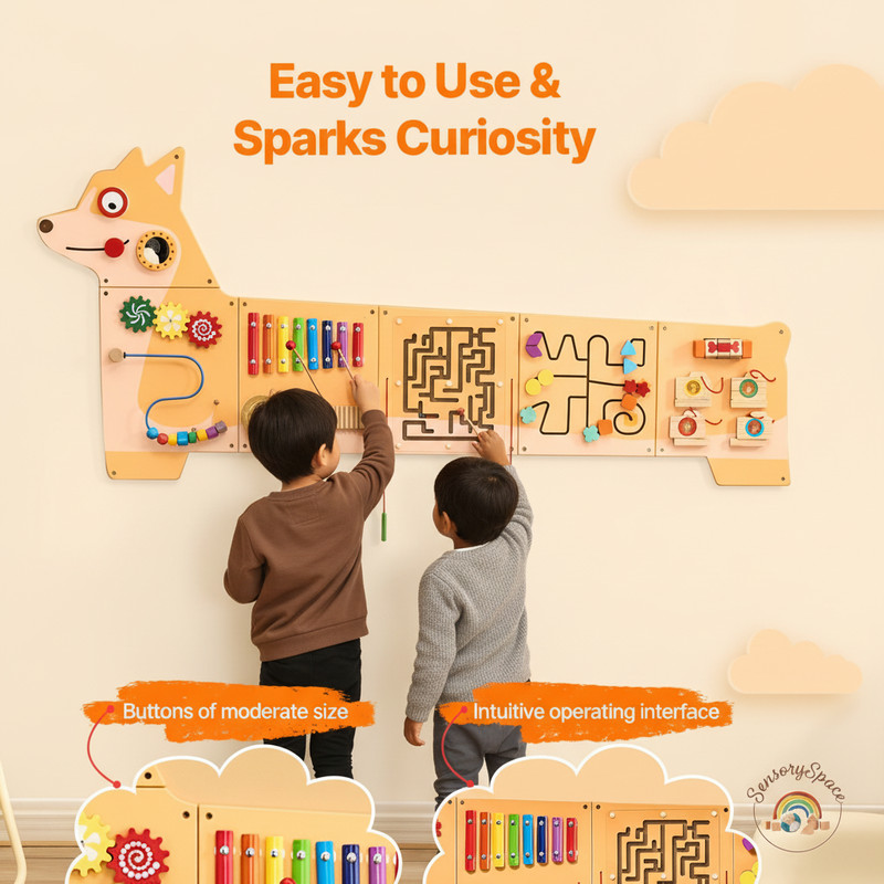 Puppy Activity Wall Busy Board 12 Activities Sensory Panel Kids Ages 3-12 Wood gallery