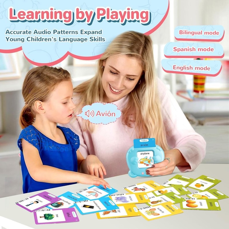 Spanish & English Talking Flash Cards for Toddler Bilingual Flash Cards Learning gallery