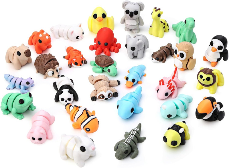 30PCS 3D Printed Animals Set, Mini 3D Printed Animals, Animal Figurines Exquisit