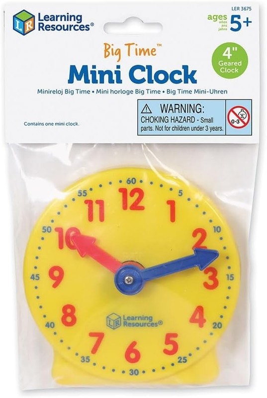 Durable 4" Big Time Mini Clock with Removable Stand - Learn to Tell Time gallery