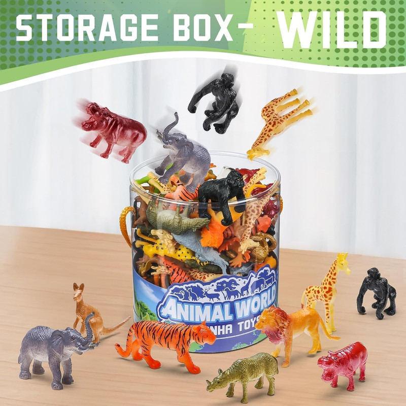 60 Piece Mini Zoo Animal Toy with Gift Box, Realistic Small Plastic Animal Figur gallery