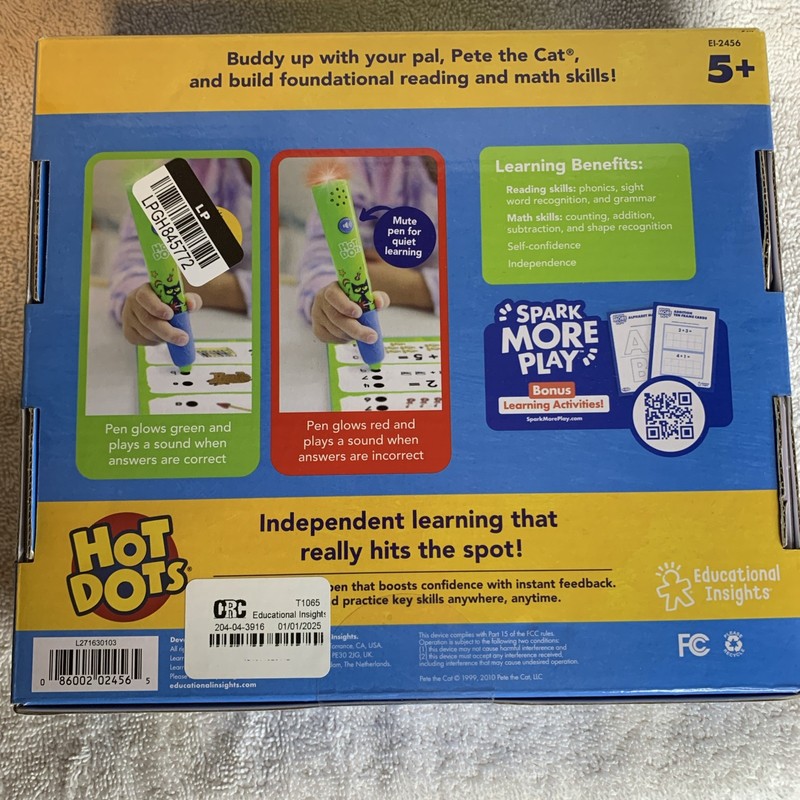 Hot Dots Pete the Cat Kindergarten Reading & Math Workbook Ages 5+ - NEW gallery