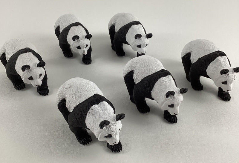 Safari Giant Panda Bear PVC 4″ Figure Animal Realistic 6pc Lot Black White