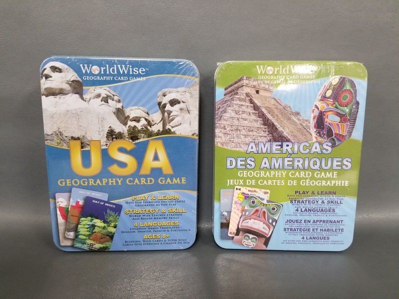 2 New / Sealed World Wise Geography Card Games Americas + USA Home School