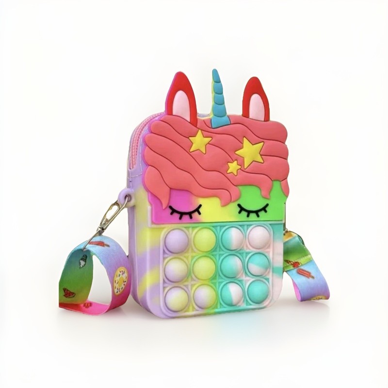 Unicorn Pop It Purse Small Crossbody Handbag Push Bubble Bag Sensory Fidget