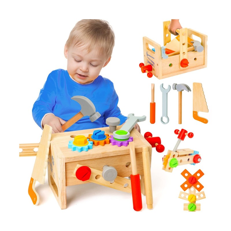 Wooden Tool Set for Kids 2 3 4 5 Year Old, 29Pcs Educational STEM T… Fast Ship