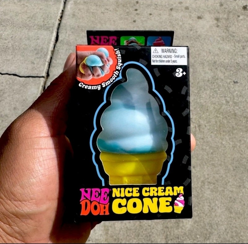 BLUE NeeDoh NICE CREAM CONE Ice Cream Swirl Squishy Toy NEE DOH Stress Ball