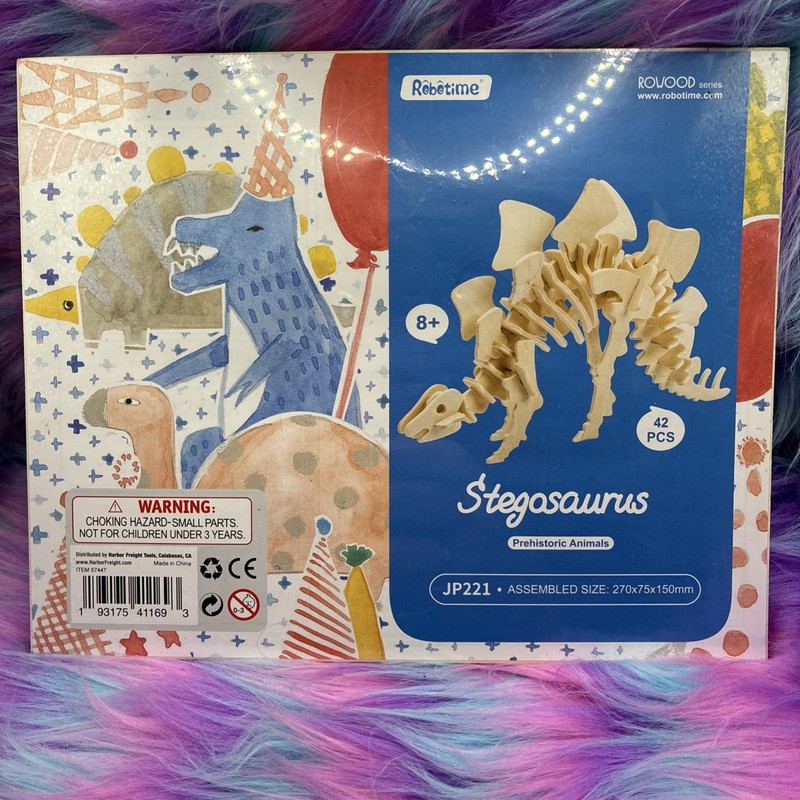 ROBOTIME 3D Wooden Puzzle Stegosaurus # JP221 42 Pieces Dinosaur 8+ Years New