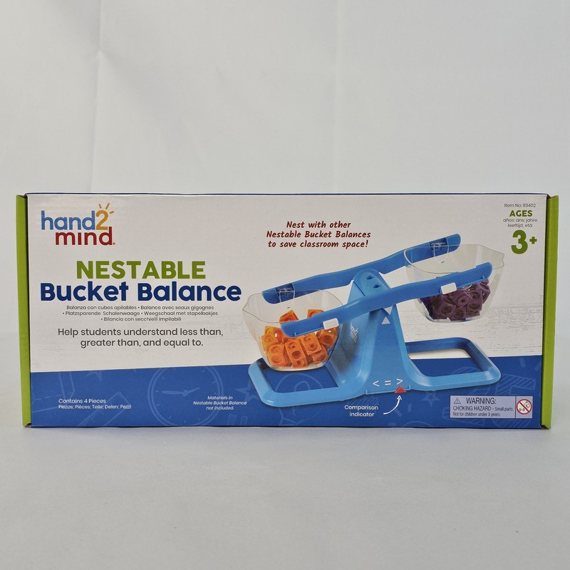 hand2mind 93402 Blue Nestable Bucket Balance Scale Clear Double For Ages 3+ NEW