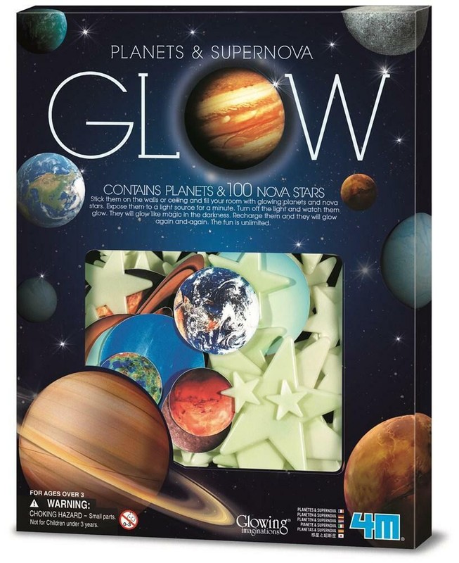Glow-In-The-Dark Planets and Supernova Stars by 4M (100 Space Stickers)
