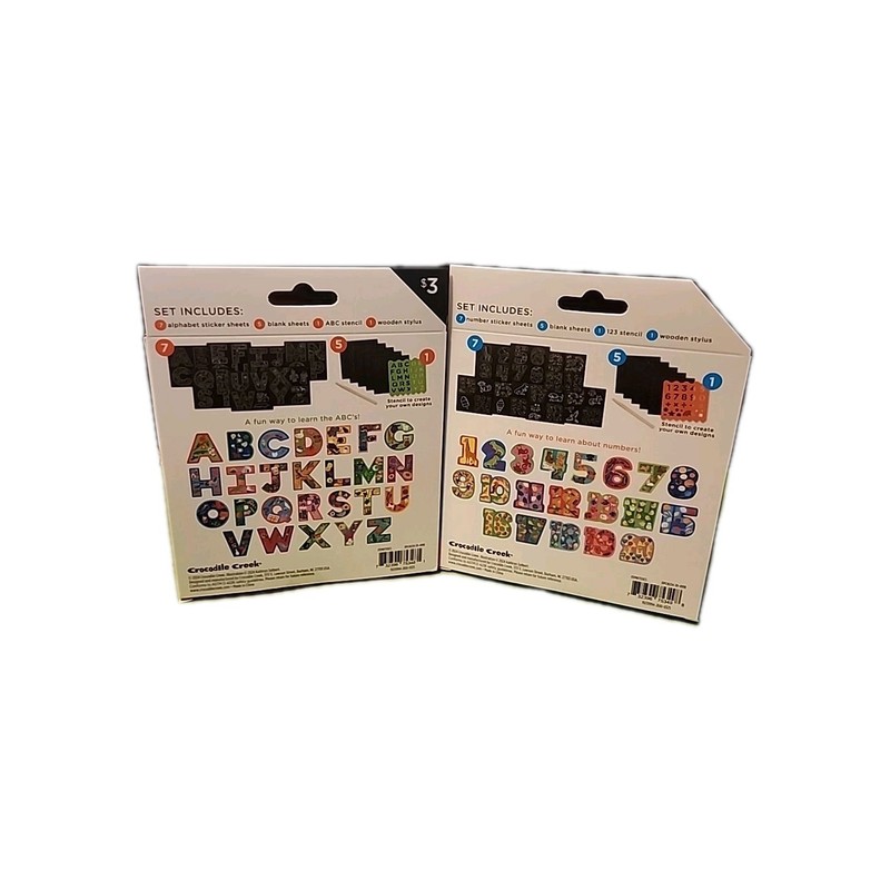 Set of 2 Crocodile Creek ABC Scratch Art Stickers + 123 Scratch Art Stickers 3+ gallery