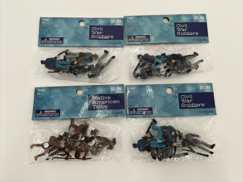 4 Pack Lot Of Civil War Soldier,Native Collection Mini Figures From Hobby Lobby-
