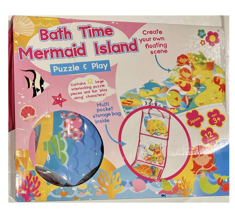 12 PCS Bath Toys Foam Puzzle Mermaid Island NEW