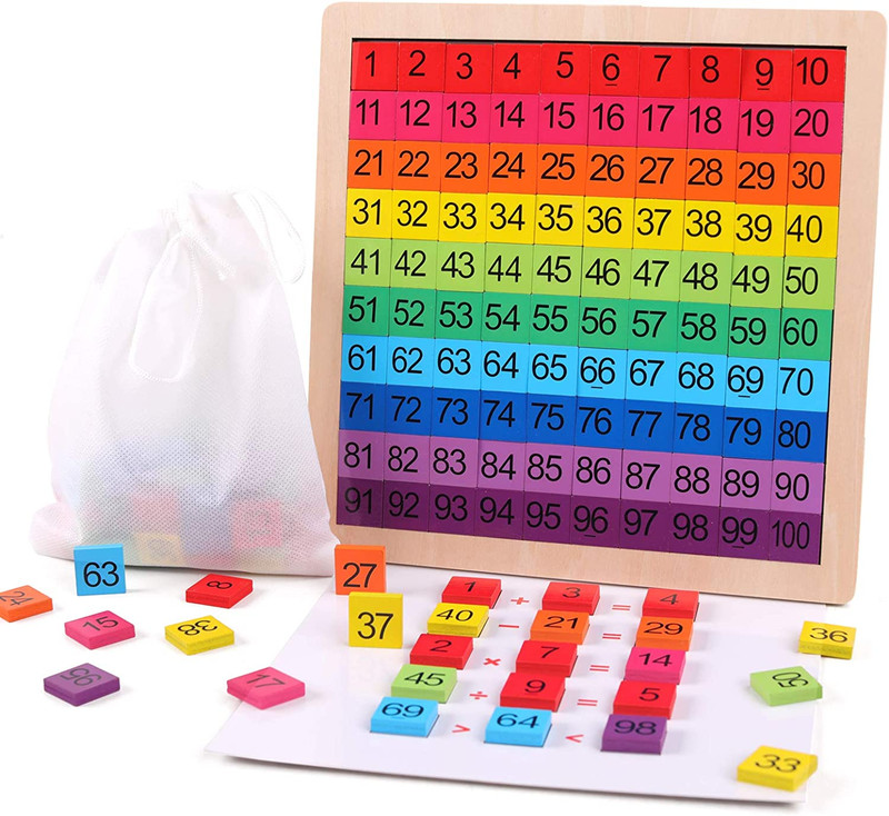 Wooden Montessori Math Counting Hundred Board Toys, 1-100 Consecutive Numbers Le