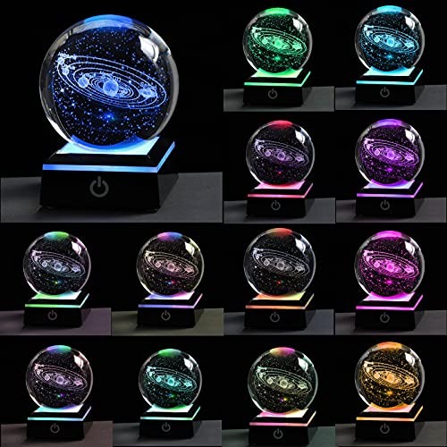 3d Solar System Model Crystal Ball 80mm 3.15inch - Solar system with Black base gallery