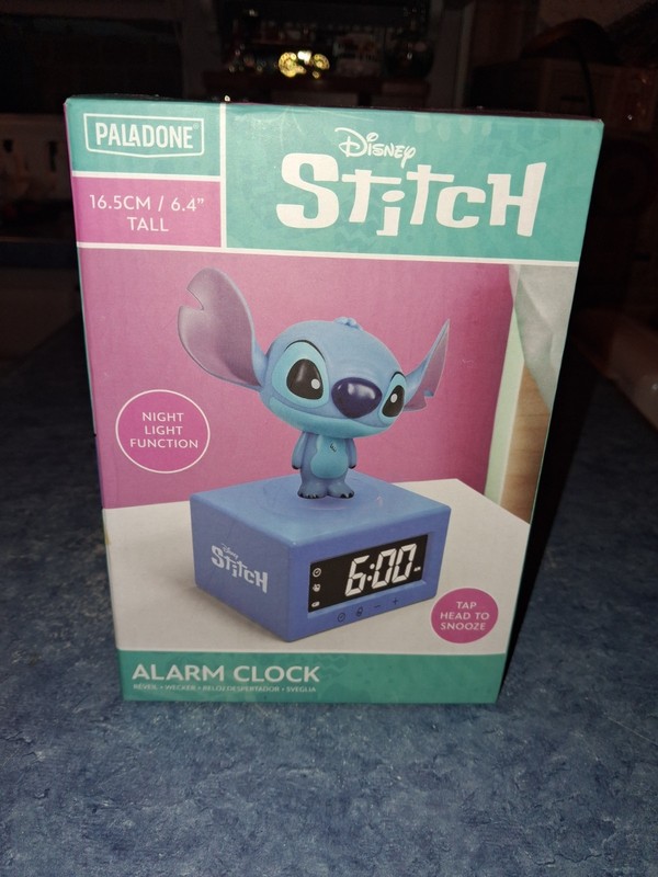 Stitch Glow-in-the-Dark Alarm Clock, LCD Backlit Screen, Glow-in-the-, Blue