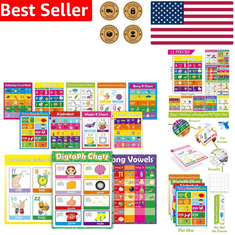 12 Vibrant Phonics Posters for Language Learning – Decorative Wall Charts