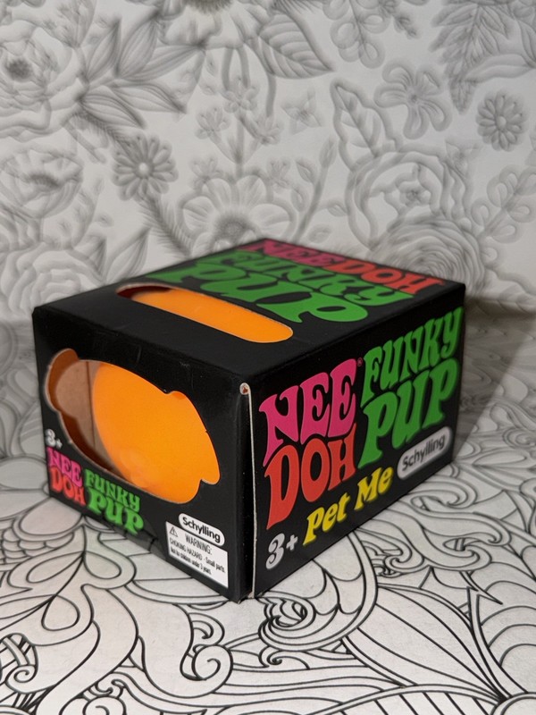 Schylling Nee Doh Funky Pup Squeeze Toy, Orange, Ages 4-7, In Box gallery