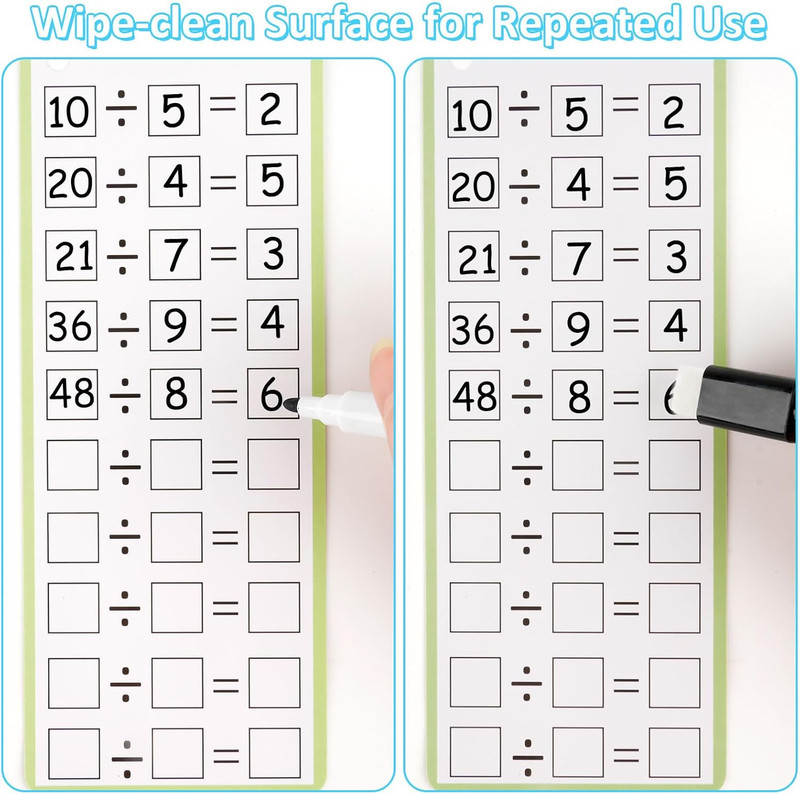 Multiplication and Division Flash Cards 30 Pcs, 0-12 Math Flash Cards with 4 Dry gallery