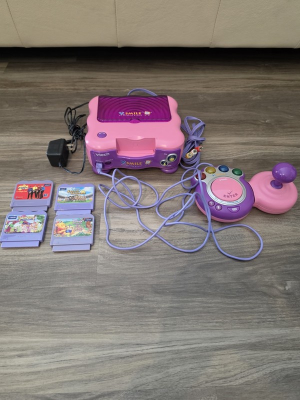 VTech V.Smile TV Learning System Console Bundle, 4 Games, Controller Pink Color
