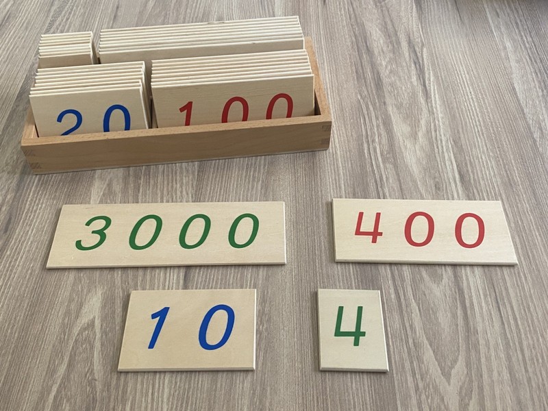 Wooden Number Cards 1-9,000, Montessori Math Manipulatives