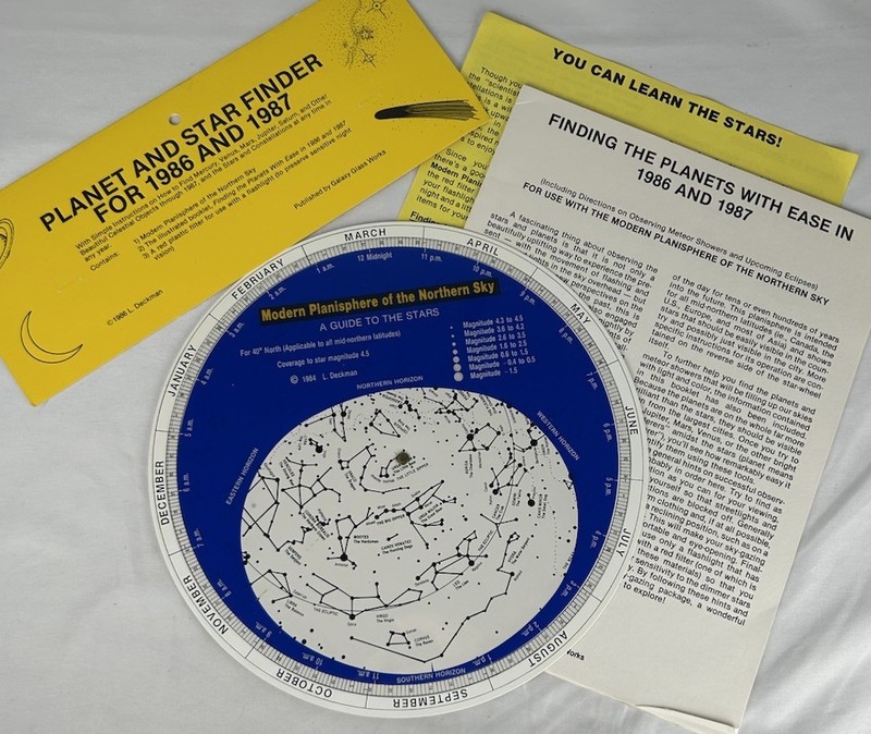 Modern Planisphere Of The Northern Sky With Instructions Stars Planets 1986 1987